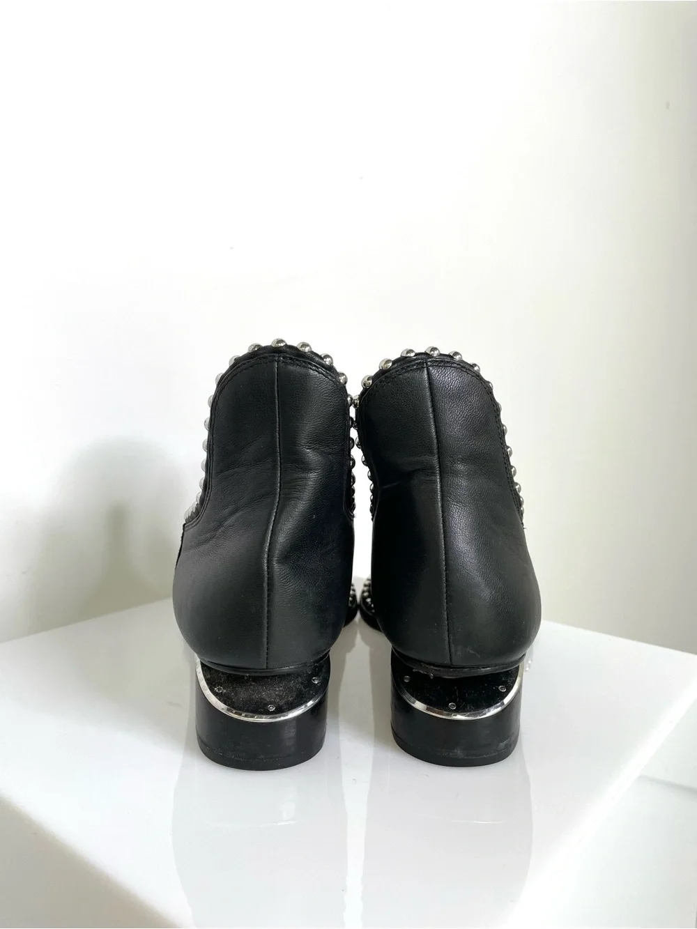 Shoes | Ankle Boots | Alexander Wang Silver Studded Trim Black Leather Notch 9.5